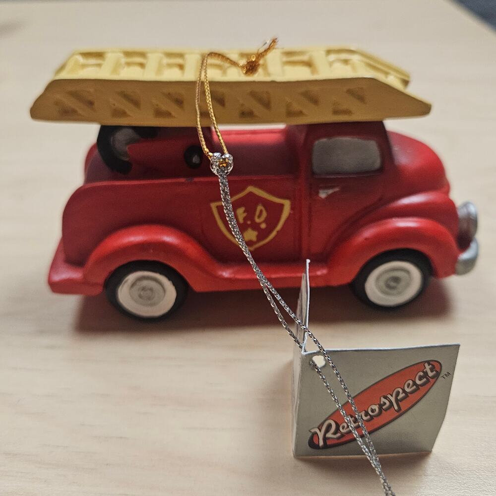 Retrospect Hook and Ladder Fire Truck Christmas Ornament Holiday Vintage 1990s